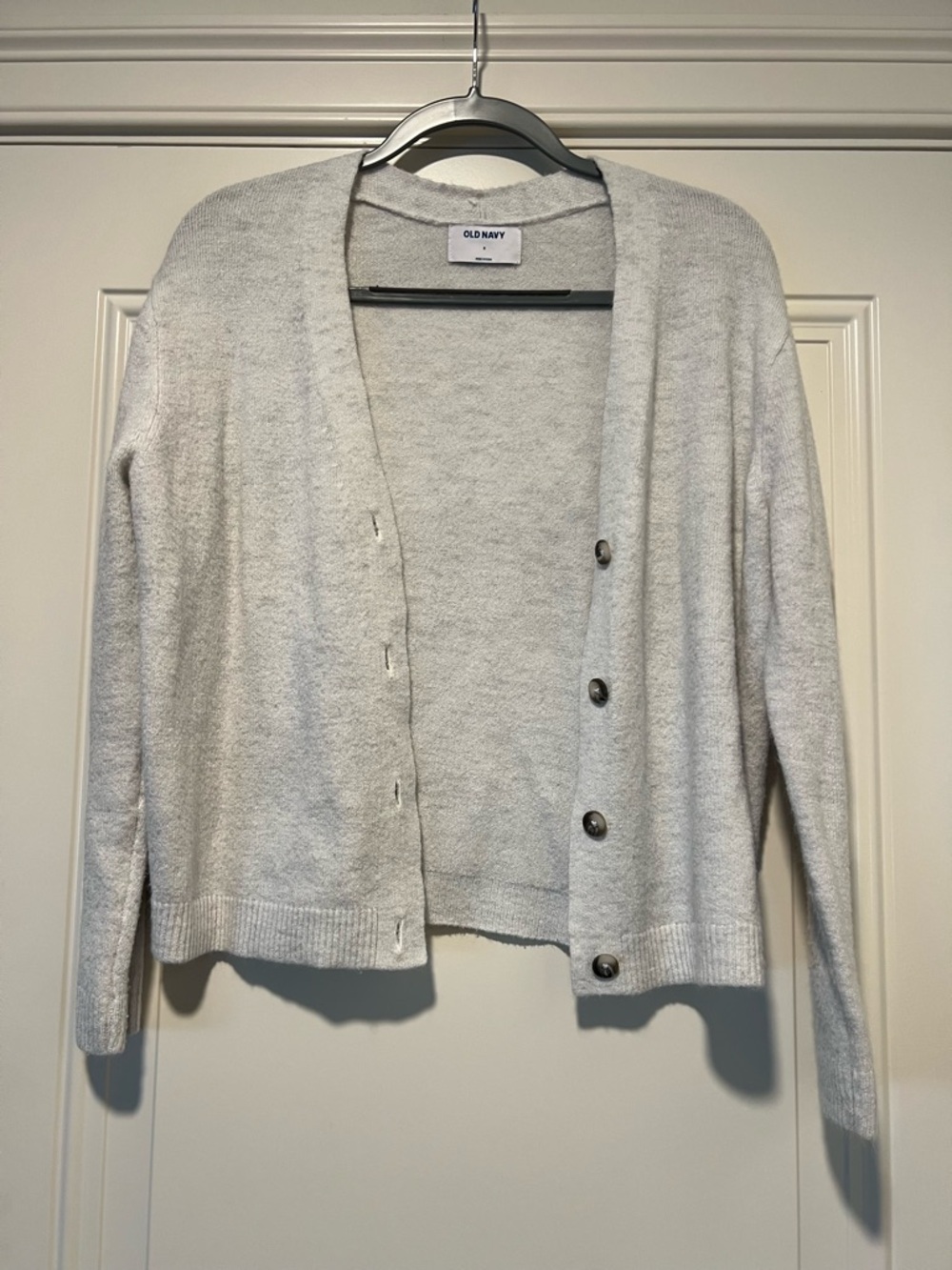 Old Navy Light Gray Open V-Neck Button Cardigan